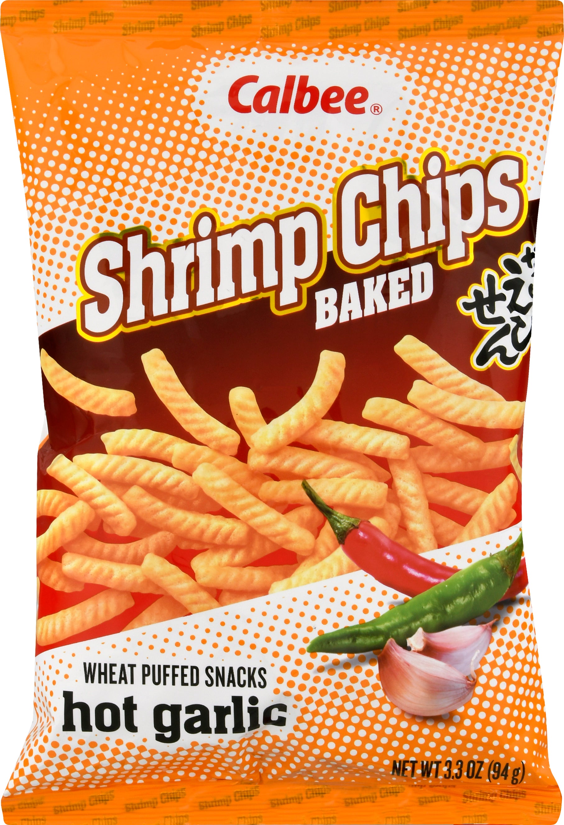 Calbee Baked Hot Garlic Shrimp Chips 3.3 oz - Case of 6
