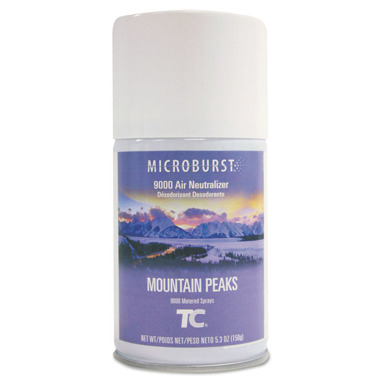 Rubbermaid Commercial - TC Microburst 9000 Air Freshener Refill, Mountain Peaks, 5.3 oz Aerosol Spray, 4/Carton