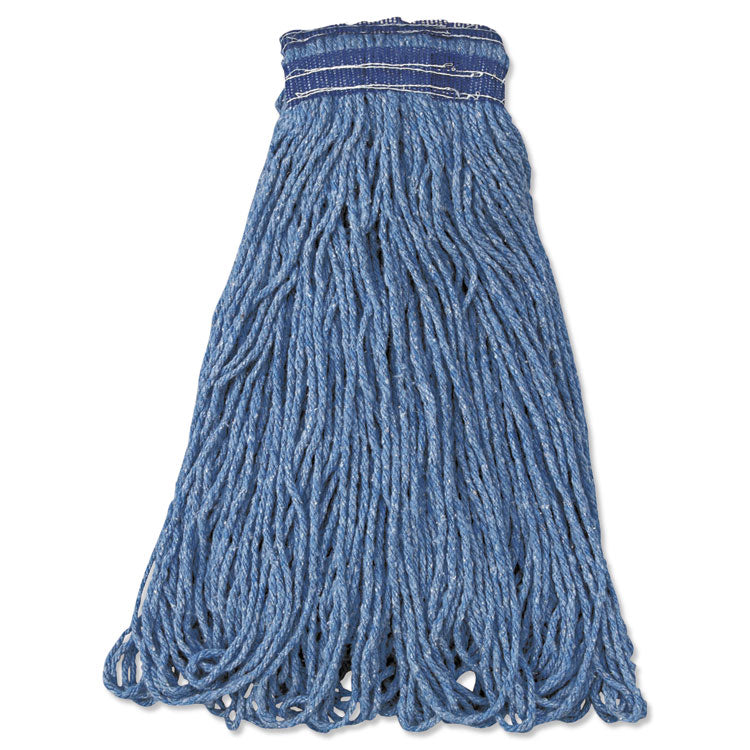 Rubbermaid Commercial - Universal Headband Mop Head, Cotton/Synthetic, 24oz, Blue, 12/Carton