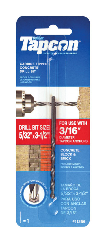ITW BRANDS - Tapcon 5/32 in. X 3-1/2 in. L Carbide Tipped Concrete Drill Bit Straight Shank 1 pc