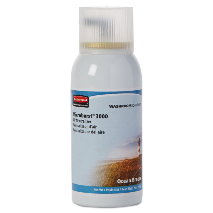 Rubbermaid Commercial - Microburst 3000 Refill, Ocean Breeze, 2 oz Aerosol Spray, 12/Carton