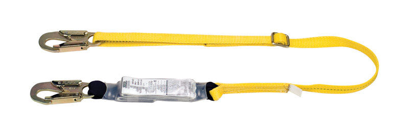 SAFETY WORKS - Safety Works Workman Unisex Polyester Shock Absorbing Lanyard Yellow 1 pc