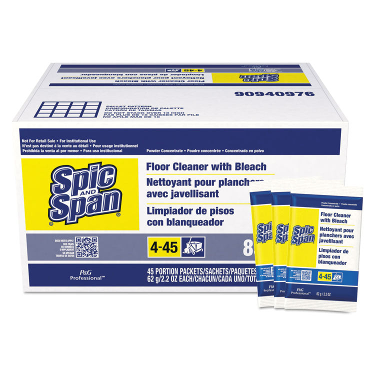Spic and Span - Bleach Floor Cleaner Packets, 2.2oz Packets, 45/Carton