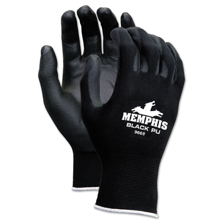 MCR Safety - Economy PU Coated Work Gloves, Black, Large, 1 Dozen