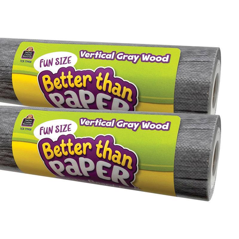 TEACHER CREATED RESOURCES - Fun Size Better Than Paper Bulletin Board Roll Vertical Gray Wood, Pack of 2