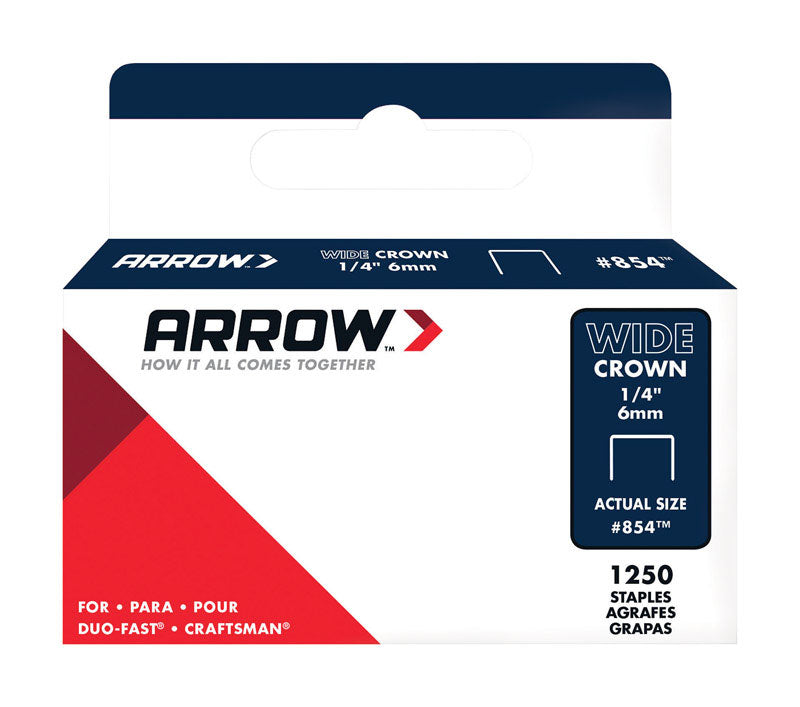 ARROW FASTENER - Arrow #854 1/2 in. W X 1/4 in. L 18 Ga. Wide Crown Staples 1250 pk