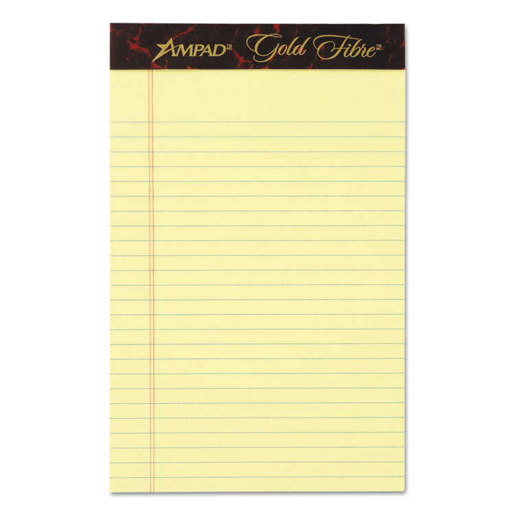 Ampad - Gold Fibre Quality Writing Pads, Medium/College Rule, 50 Canary-Yellow 5 x 8 Sheets, Dozen