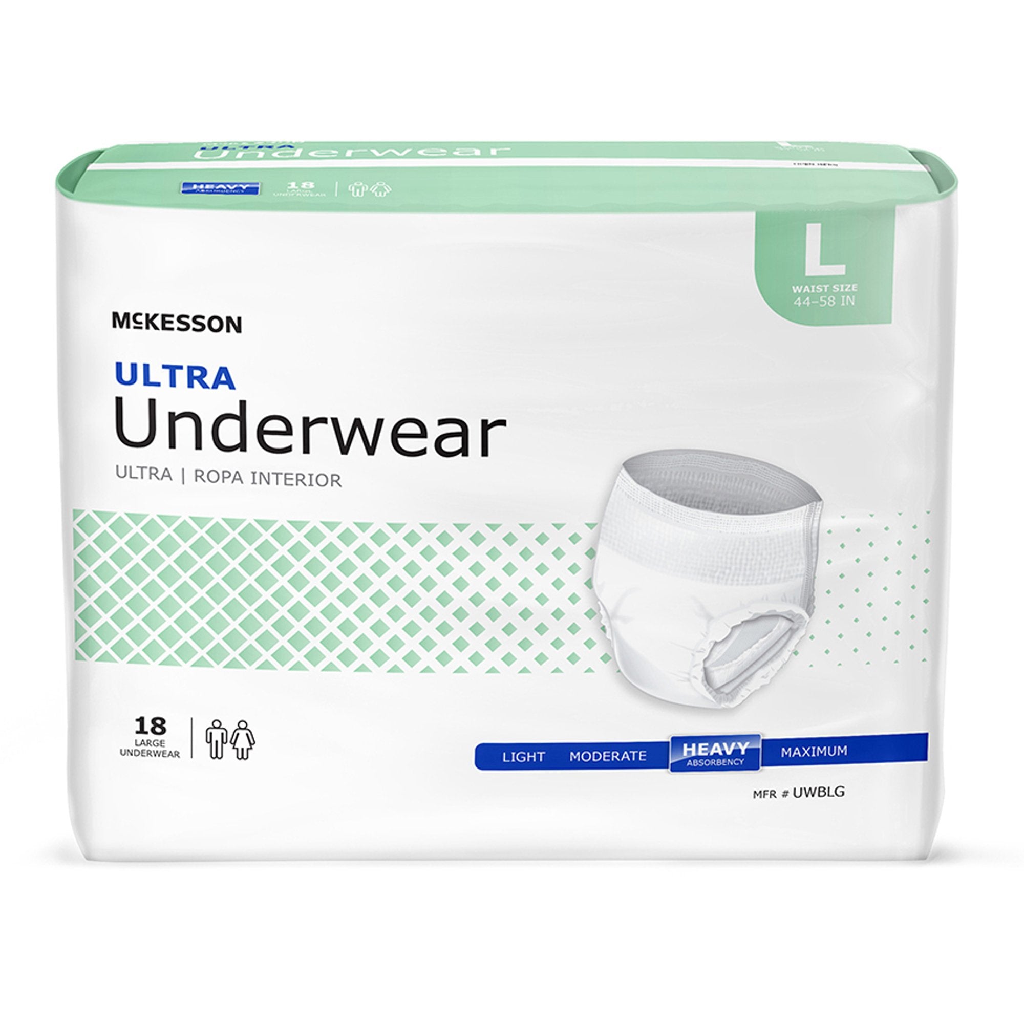 McKesson Brand - Unisex Adult Absorbent Underwear McKesson Ultra Pull On with Tear Away Seams Large Disposable Heavy Absorbency [1/BG]