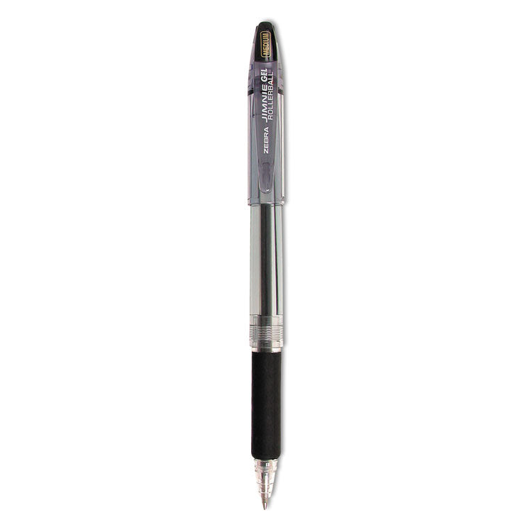 Zebra - Jimnie Gel Pen, Stick, Medium 0.7 mm, Black Ink, Smoke Barrel, 12/Pack