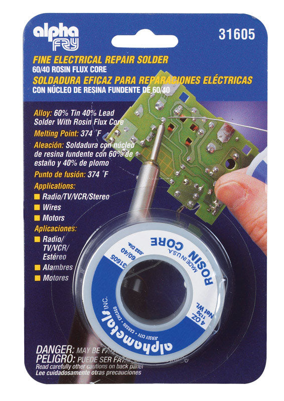 ALPHA FRY - Alpha Fry 4 oz Rosin Core Solder Wire 0.03 in. D Tin/Lead 60/40 1 pc