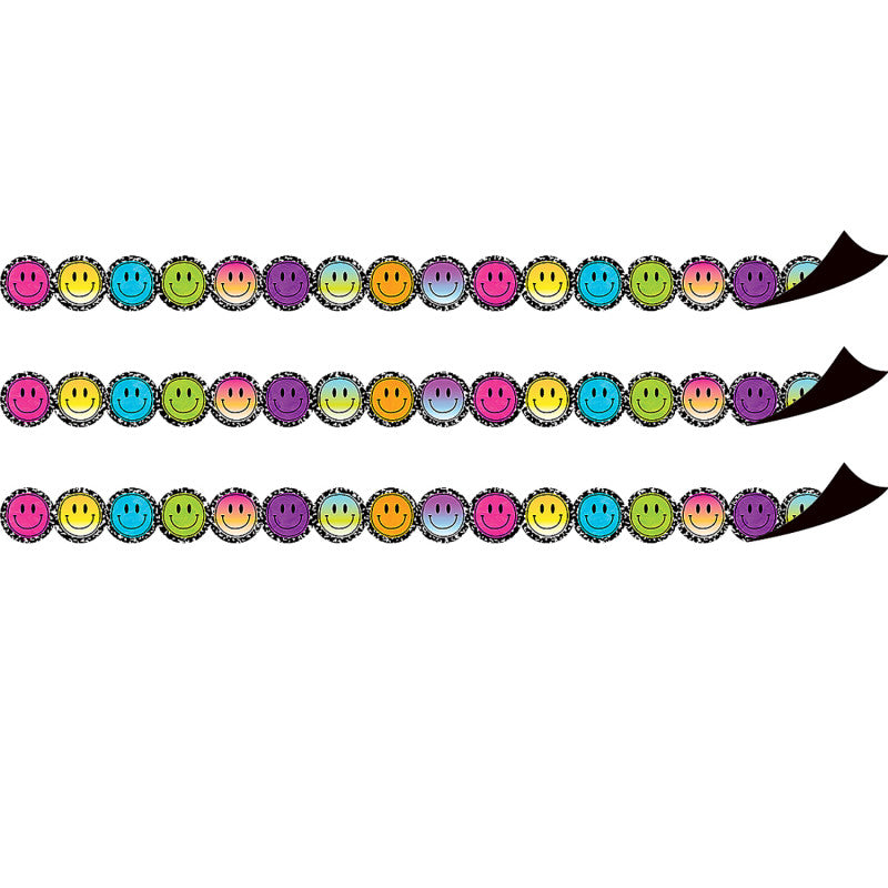 TEACHER CREATED RESOURCES - Smiley Faces Die-Cut Magnetic Border, 24 Feet Per Pack, 3 Packs