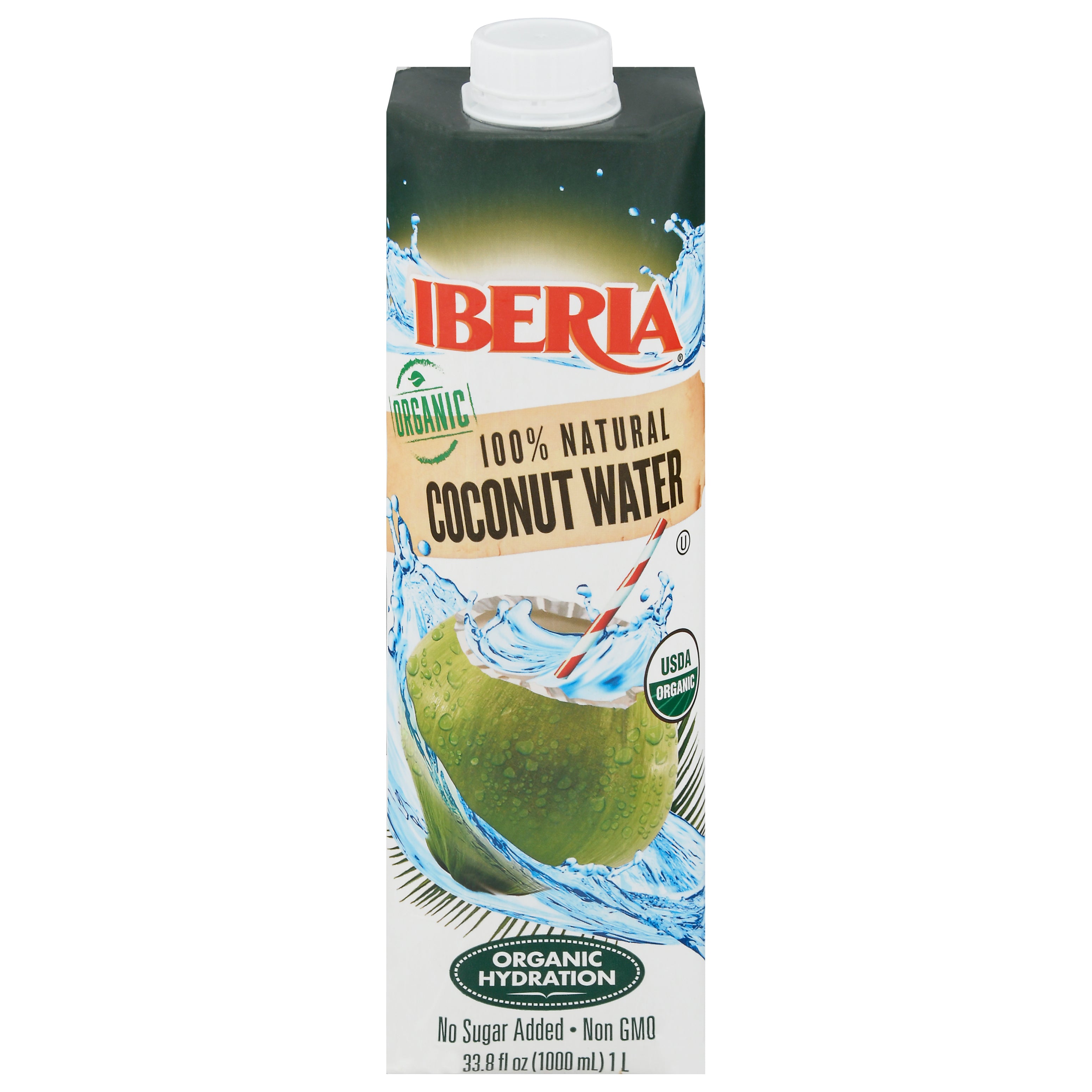 Iberia Organic 100% Natural Coconut Water 33.8 fl oz - Case of 12