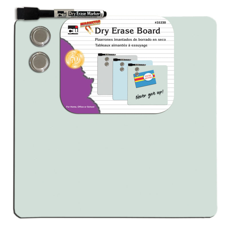 CHARLES LEONARD - Magnetic Dry Erase Board with Marker & Magnets, Unframed, 11.5" x 11.5", Pack of 6