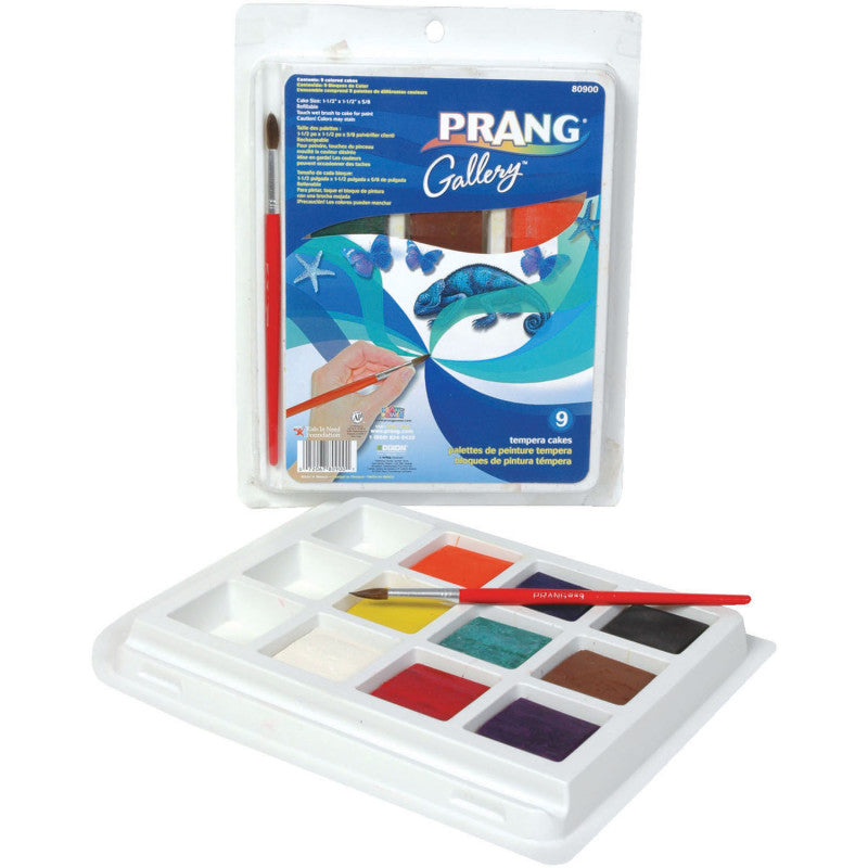 PRANG - Gallery™ Tempera Cake Set, 9 Colors with Brush