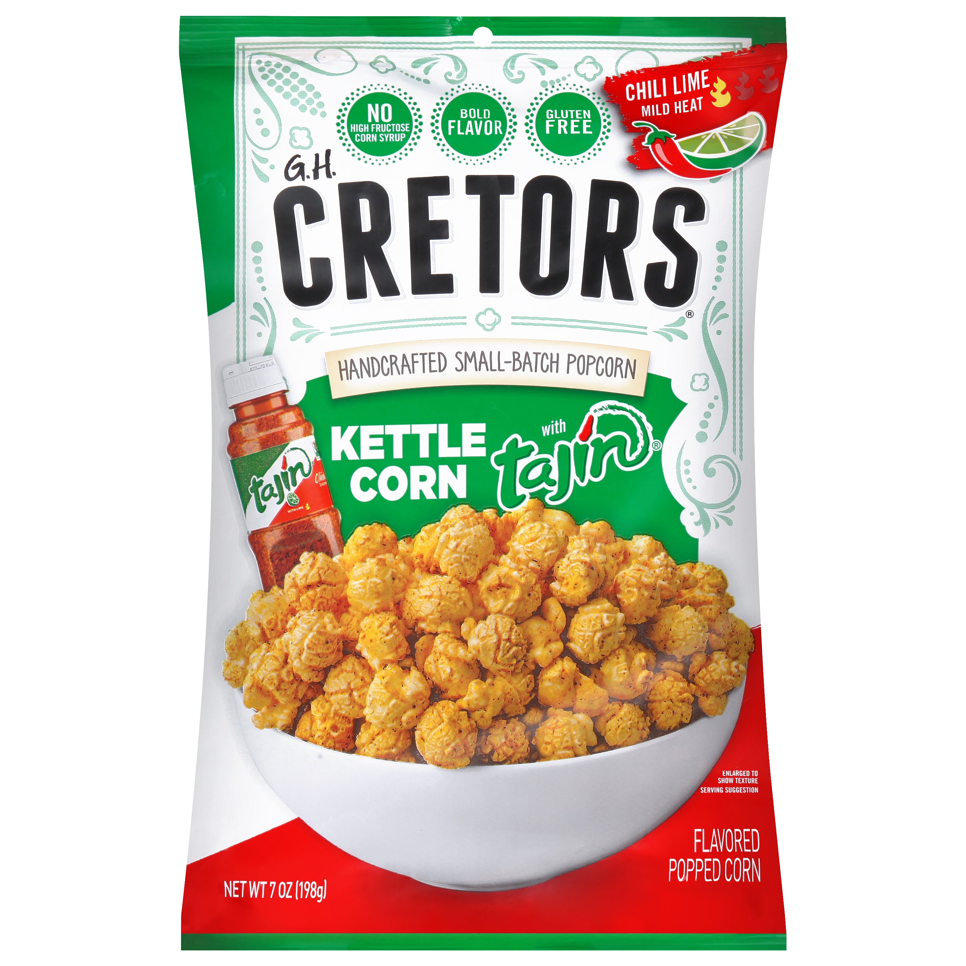 G.H. Cretors Mild Heat Chili Lime Kettle Corn with Tajin 7 oz - Case of 12