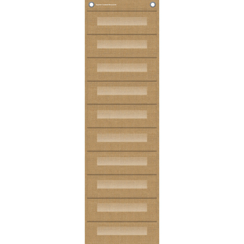 TEACHER CREATED RESOURCES - File Storage Pocket Chart, 10 Pockets, Burlap Design, 14" x 58"
