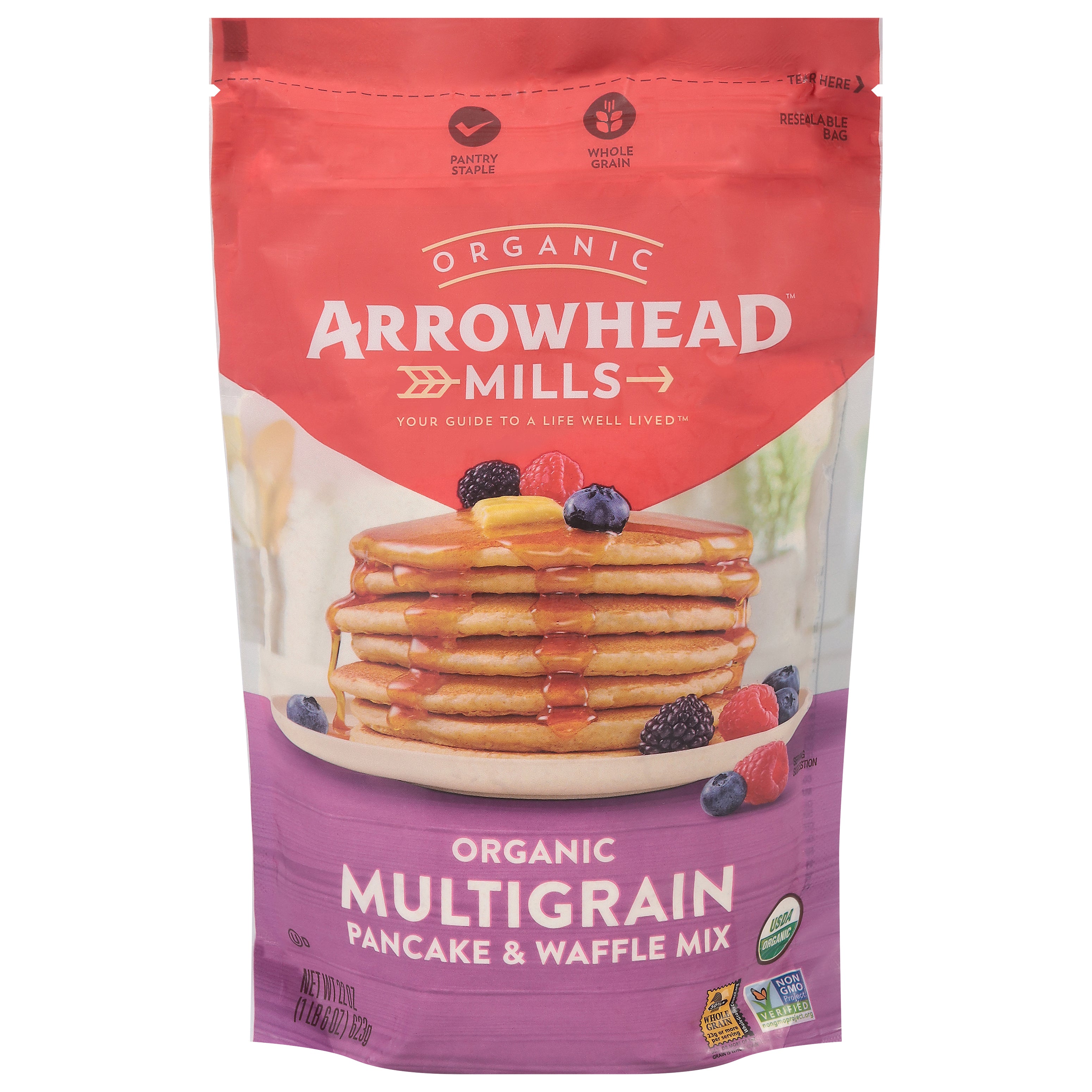 Arrowhead Mills Organic Multigrain Pancake & Waffle Mix 1 22 oz - Case of 6