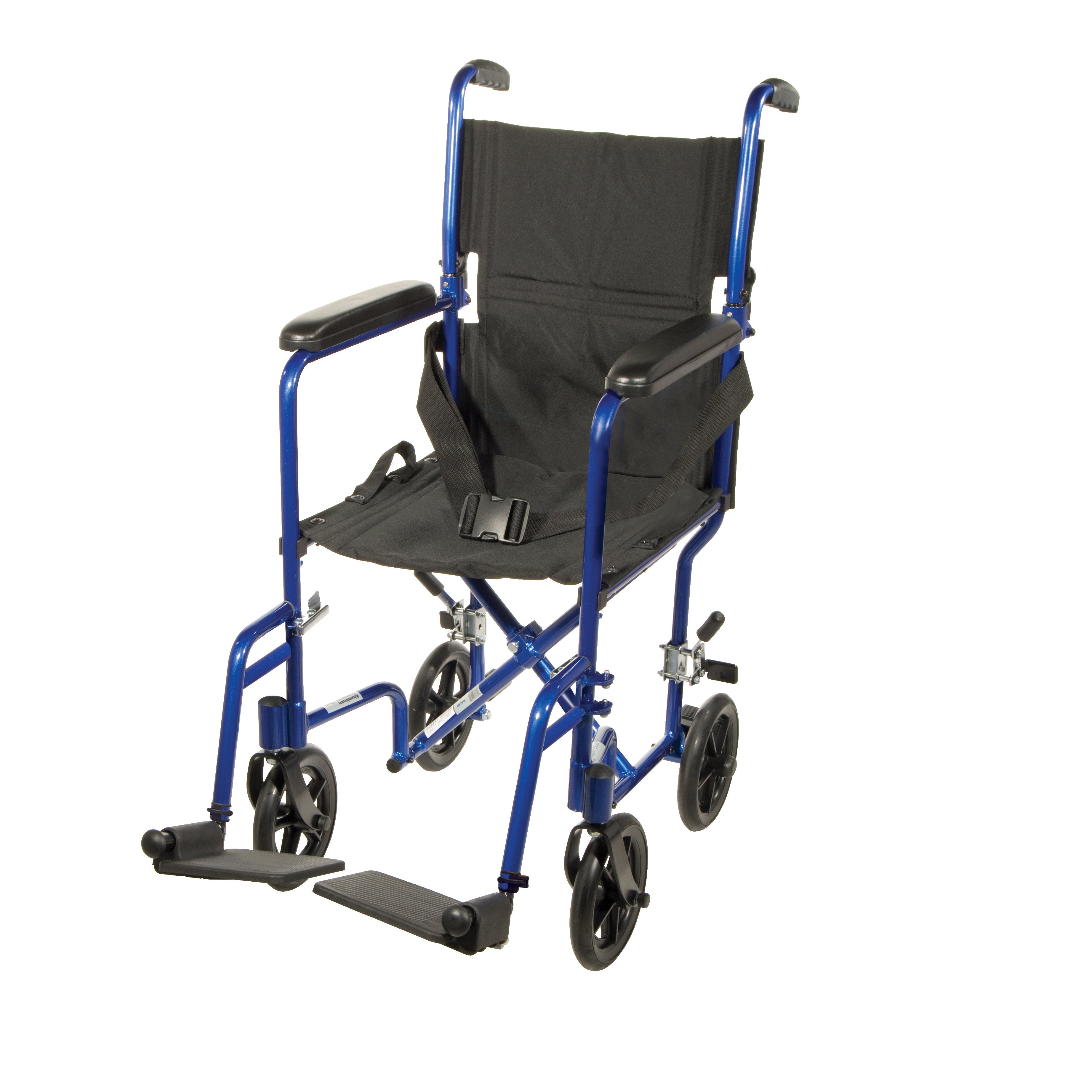 Drive Medical - Transport Chair drive™ 17 Inch Seat Width Fixed Arm Height Swing-Away Footrest Aluminum Frame with Blue Finish [1/EA]