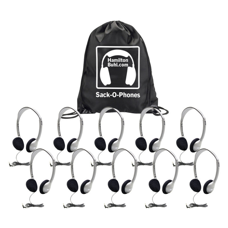 HAMILTONBUHL - Sack-O-Phones, 10 HA2 Personal Headphones, Foam Ear Cushions in a Carry Bag