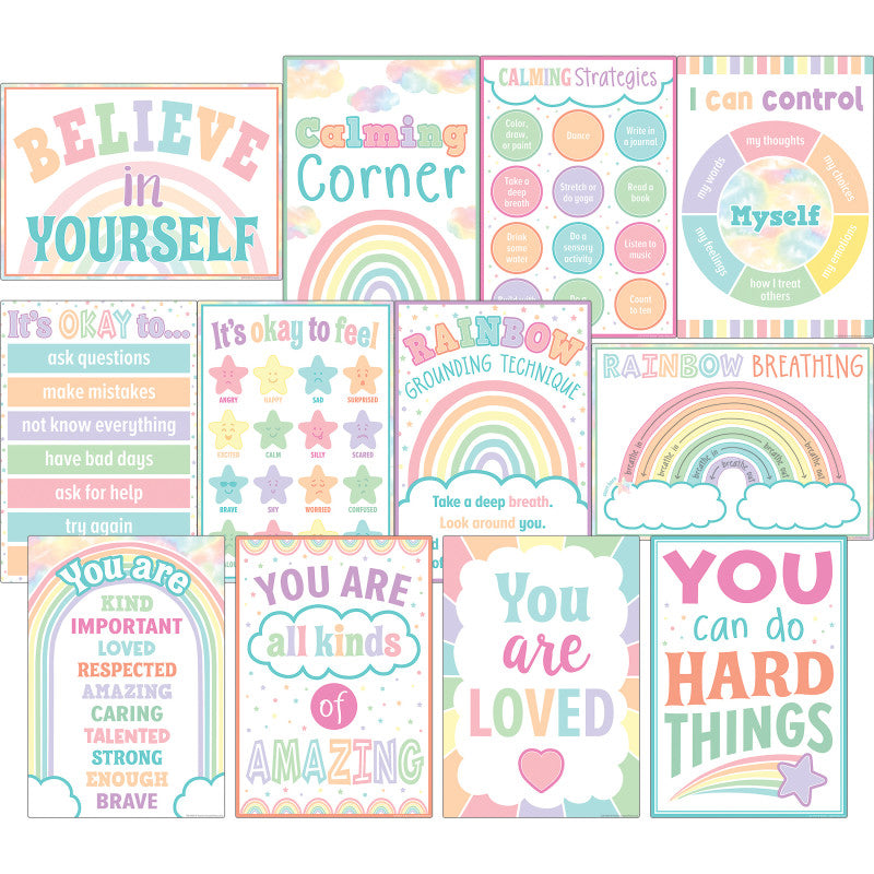 TEACHER CREATED RESOURCES - Pastel Pop Calming Strategies Small Poster 12-Pack