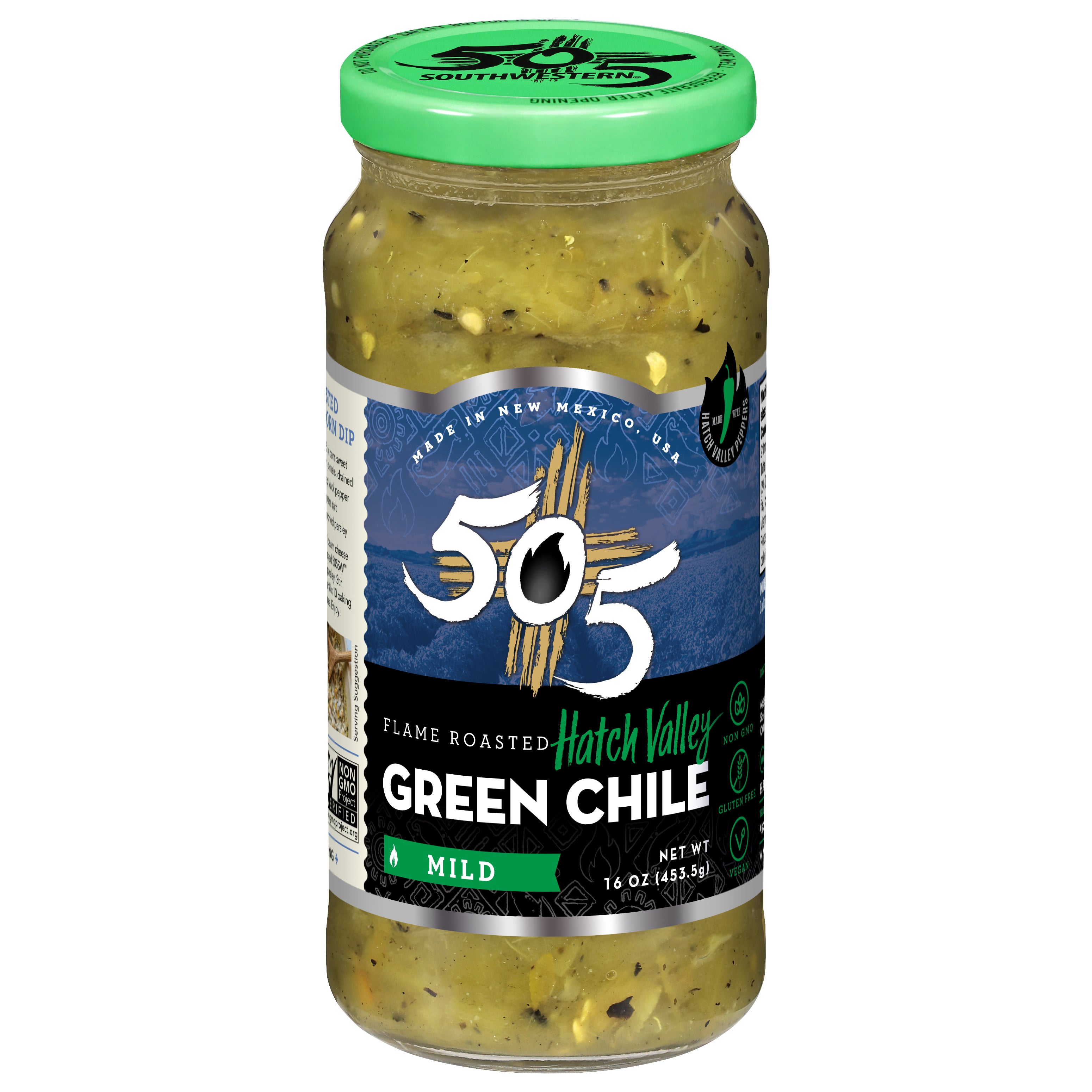 505 Southwestern Flame Roasted Hatch Valley Mild Green Chile 16 oz - Case of 12