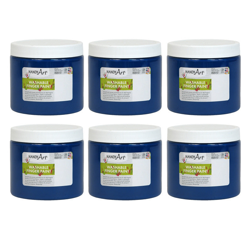 HANDY ART - Washable Finger Paint, Blue, 16 oz., Pack of 6