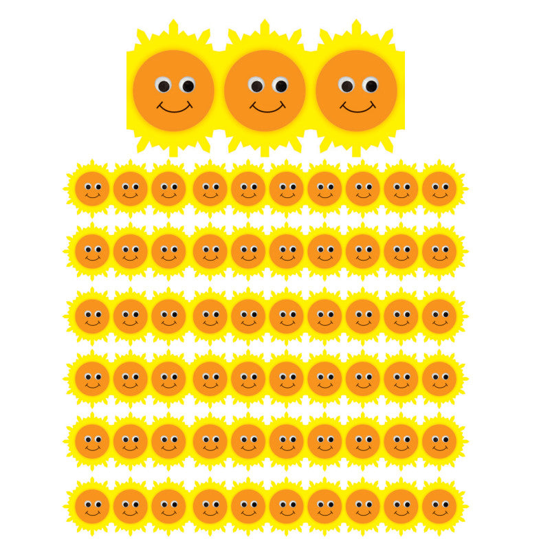 HYGLOSS - Happy Suns Die Cut Border, 36 Feet Per Pack, 6 Packs