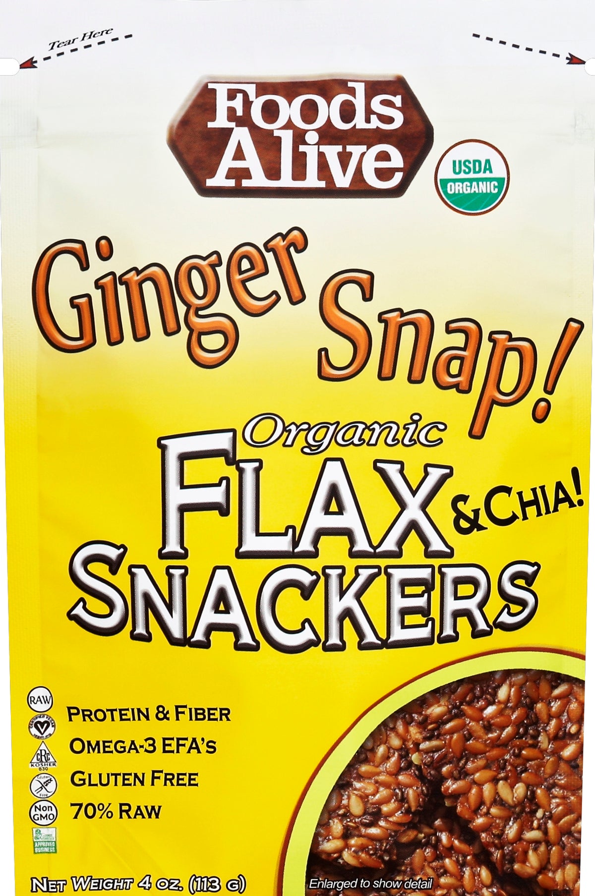 Foods Alive Flax & Chia! Snackers 4 oz - Case of 6
