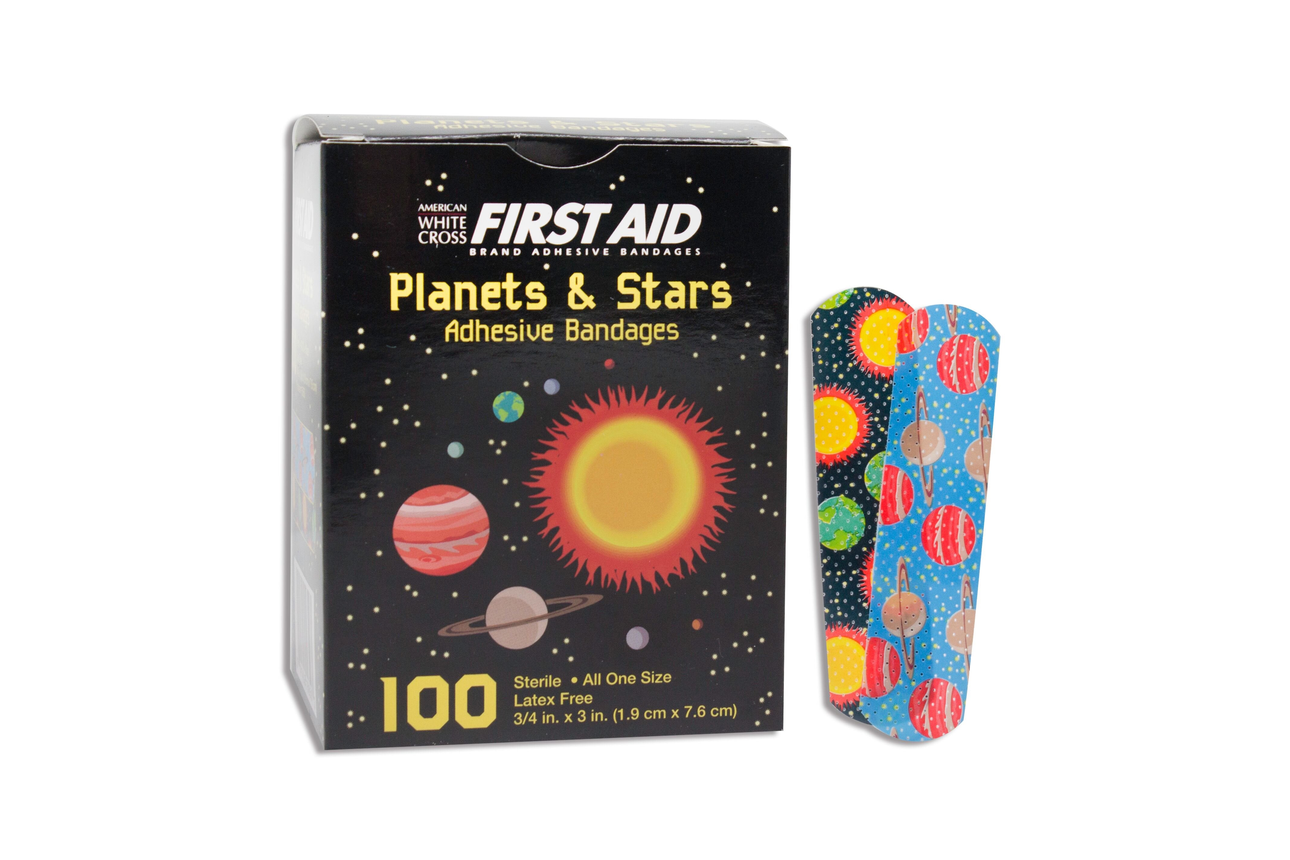 Dukal - Adhesive Strip American® White Cross 5/8 X 2-1/4 Inch Plastic Rectangle Kid Design (Planets / Stars) Sterile [1/BX]
