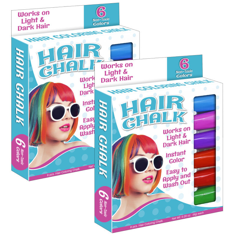THE PENCIL GRIP - Hair Coloring Chalk, 6 Colors Per Pack, 2 Packs