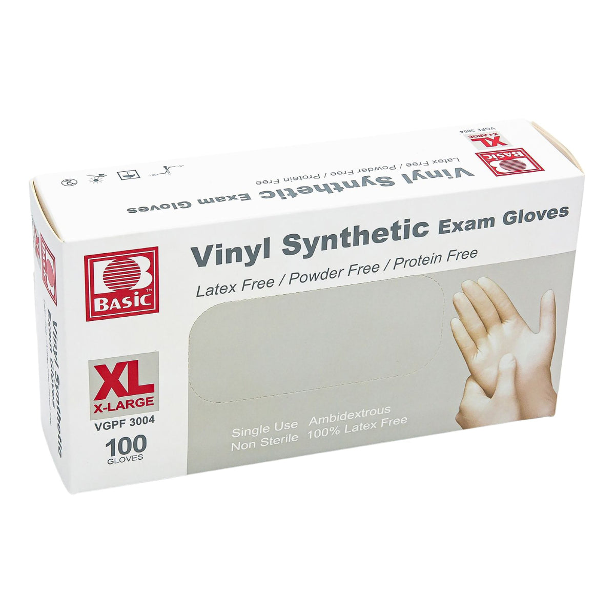 Concentric Health Alliance - Exam Glove Basic® X-Large NonSterile Vinyl Standard Cuff Length Smooth White Not Rated [1/BX]