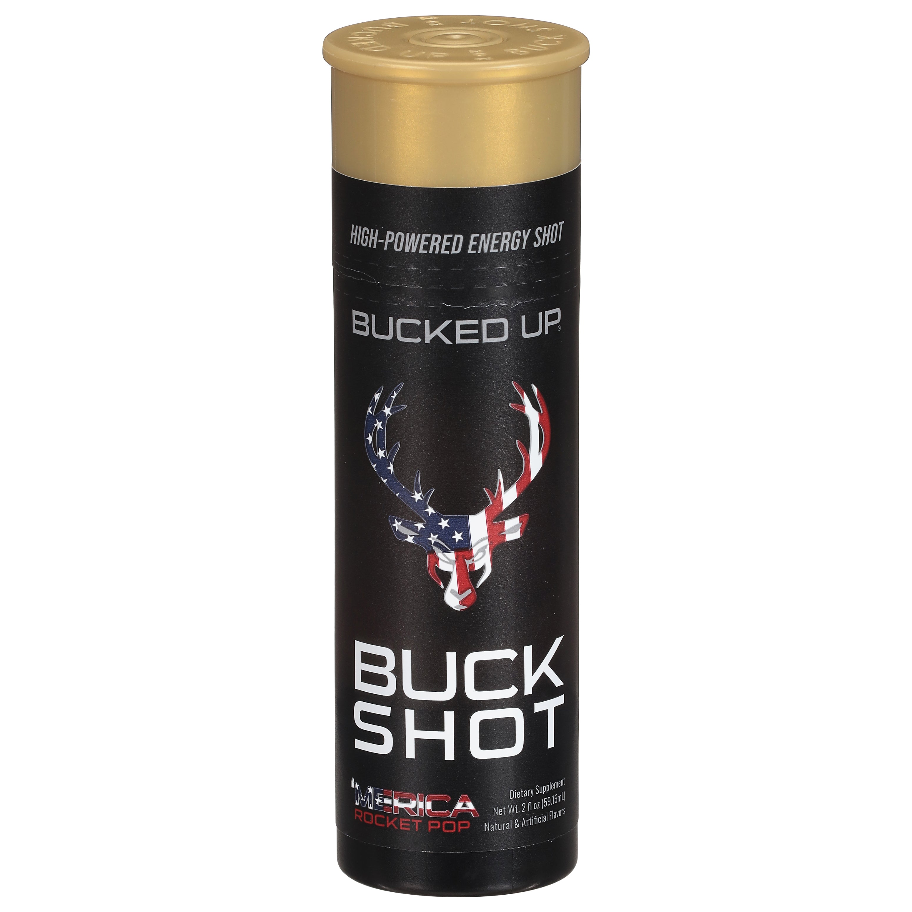 Bucked Up Buck Shot Rocket Pop Blue Raspberry/Lime/Cherry Flavor Energy Drink 2 fl oz - Case of 12