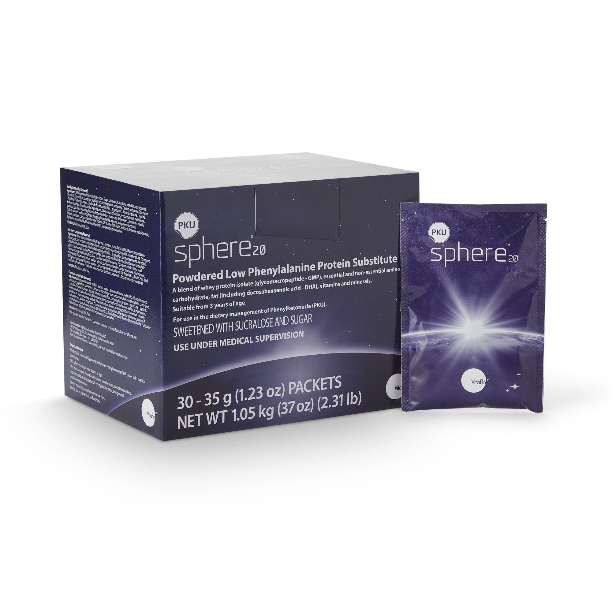 Vitaflo USA LLC - Oral Supplement PKU sphere® 20 Vanilla Flavor Powder 35 Gram Individual Packet [30/BX]