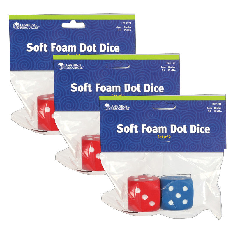 LEARNING RESOURCES - Foam Dot Dice, 2 Per Pack, 3 Packs