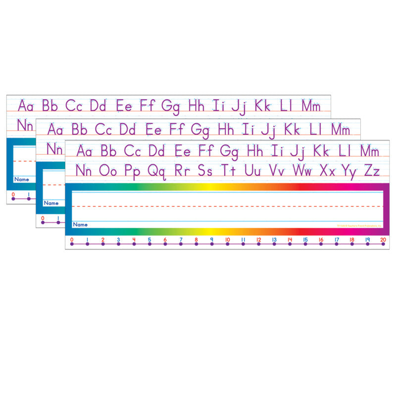 SCHOLASTIC TEACHING SOLUTIONS - Alphabet / Number Line (Standard Manuscript) Name Plates, 36 Per Pack, 3 Packs