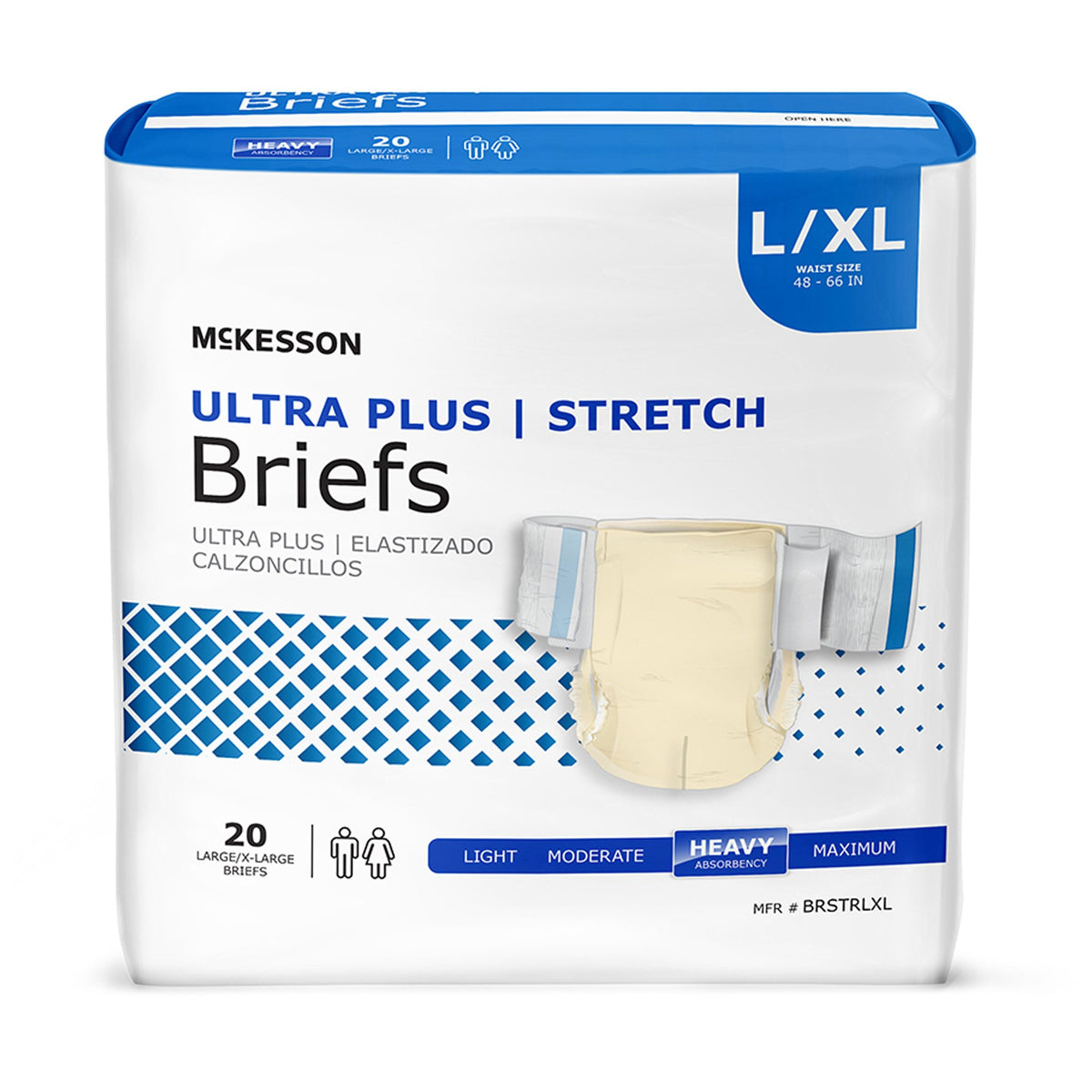 McKesson Brand - Unisex Adult Incontinence Brief McKesson Ultra Plus Stretch Large / X-Large Disposable Heavy Absorbency [1/BG]