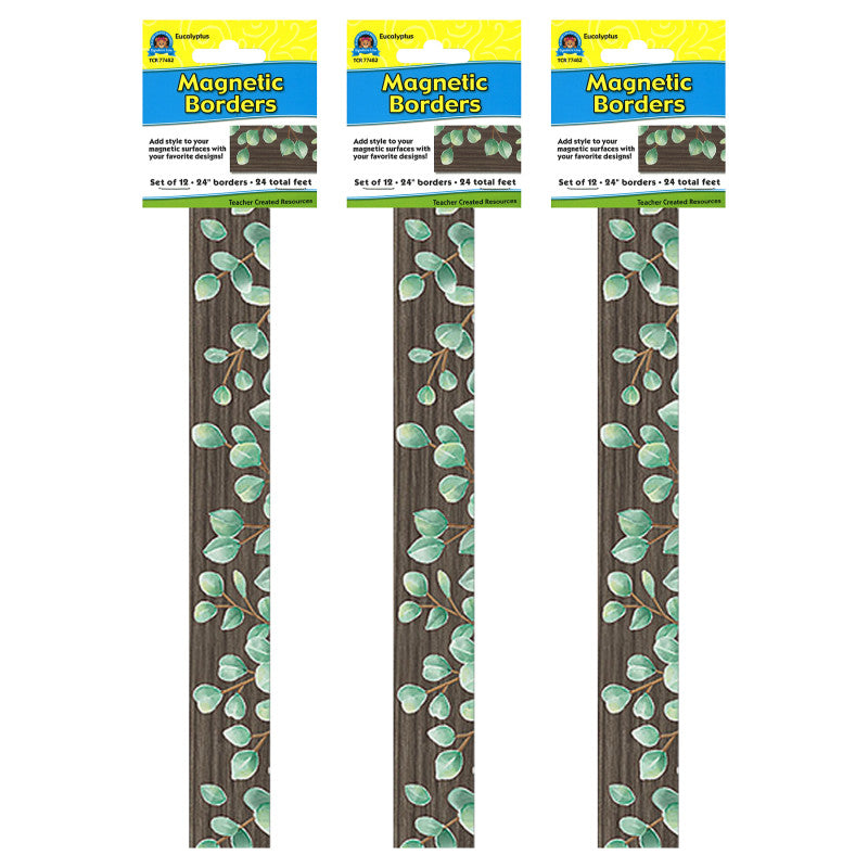 TEACHER CREATED RESOURCES - Eucalyptus Magnetic Border, 24 Feet Per Pack, 3 Packs