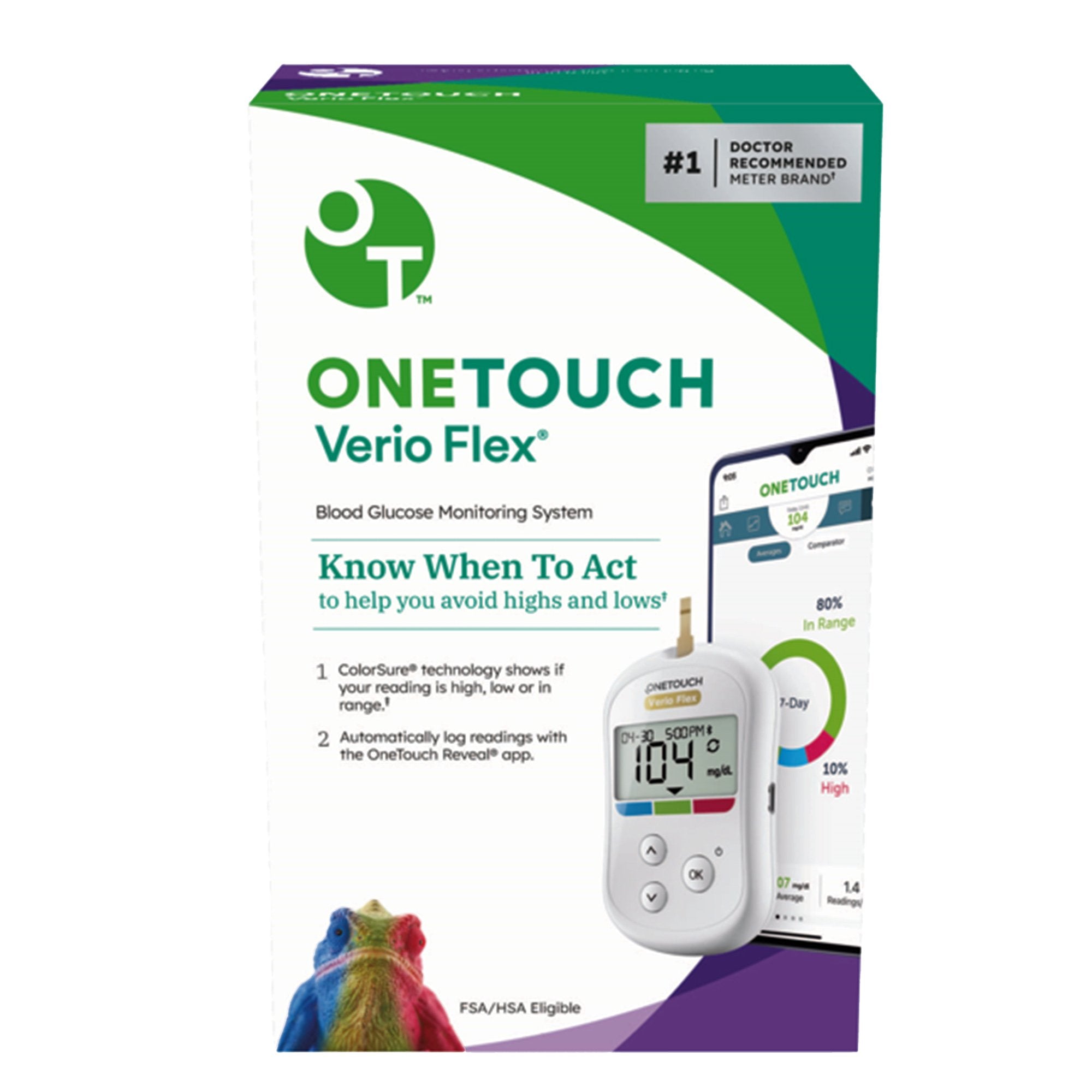LifeScan - Blood Glucose Meter OneTouch Verio Flex® 5 Second Results Stores up to 500 Results No Coding Required [4/CS]