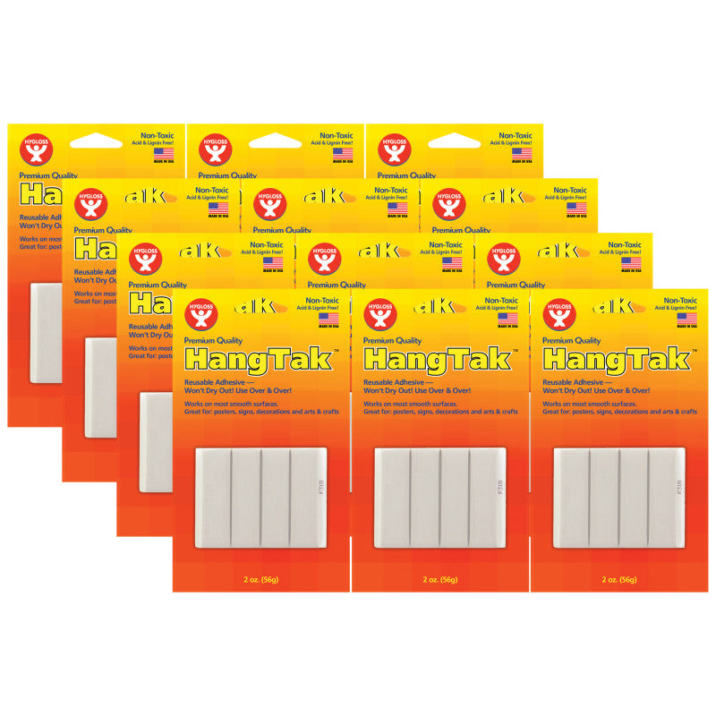 HYGLOSS - HangTak™ Reusable Adhesive, White, 2 oz. Per Pack, 12 Packs