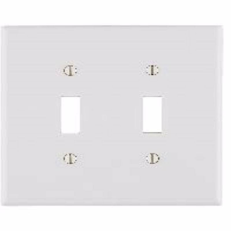 LEVITON - Leviton Antimicrobial Powder Coated White 2 gang Thermoset Plastic Toggle Wall Plate 1 pk