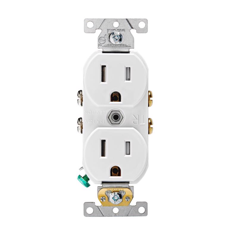 LEVITON - Leviton 15 amps 125 V Duplex White Outlet 5-15R 1 pk [TCBR1-00W]