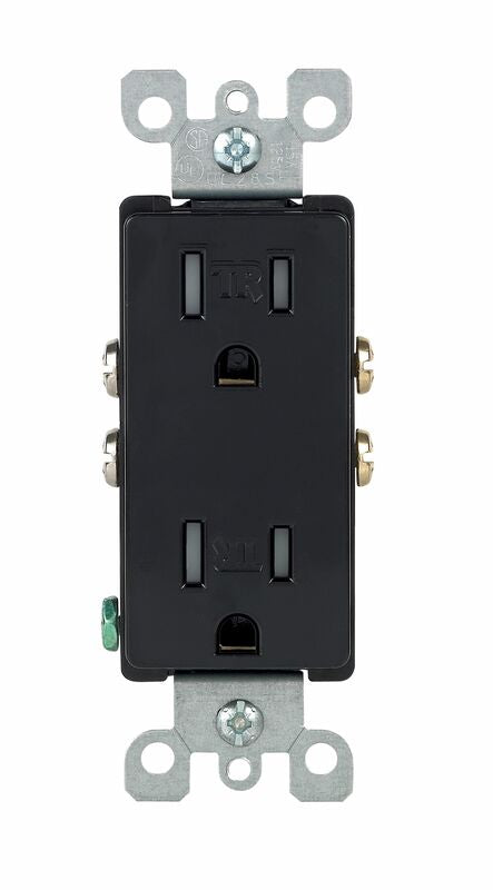 LEVITON - Leviton Decora 15 amps 125 V Duplex Black Outlet 5-15R 1 pk [T5325-DE]