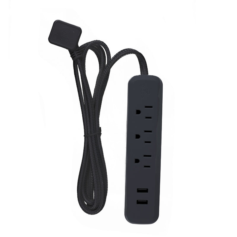 GLOBE ELECTRIC - Globe Electric Designer 6 ft. L 3 outlets Power Strip with USB Ports Black 300 J [78472]