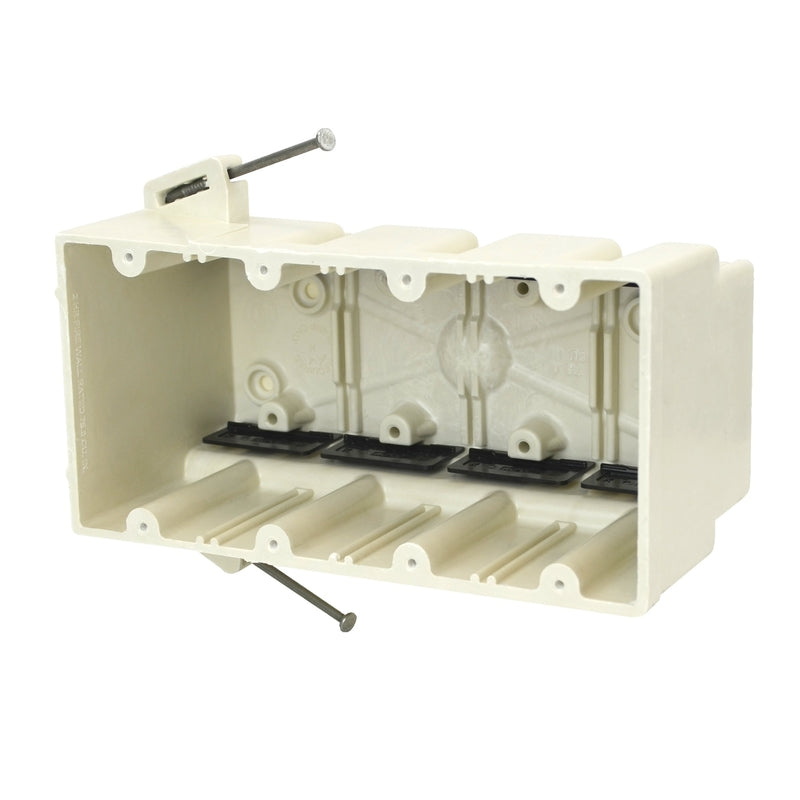 ALLIED MOULDED - Allied Moulded Rectangle Fiberglass 4 gang Box Mount Off White