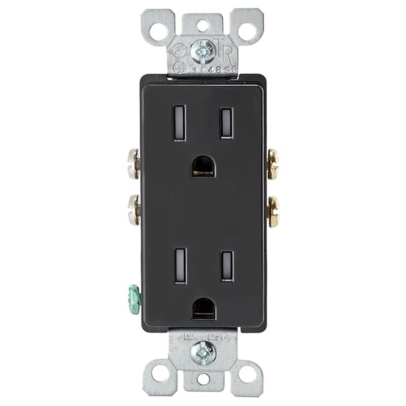 LEVITON - Leviton Decora 15 amps 125 V Duplex Black Outlet 5-15R 1 pk [T5325-00E]