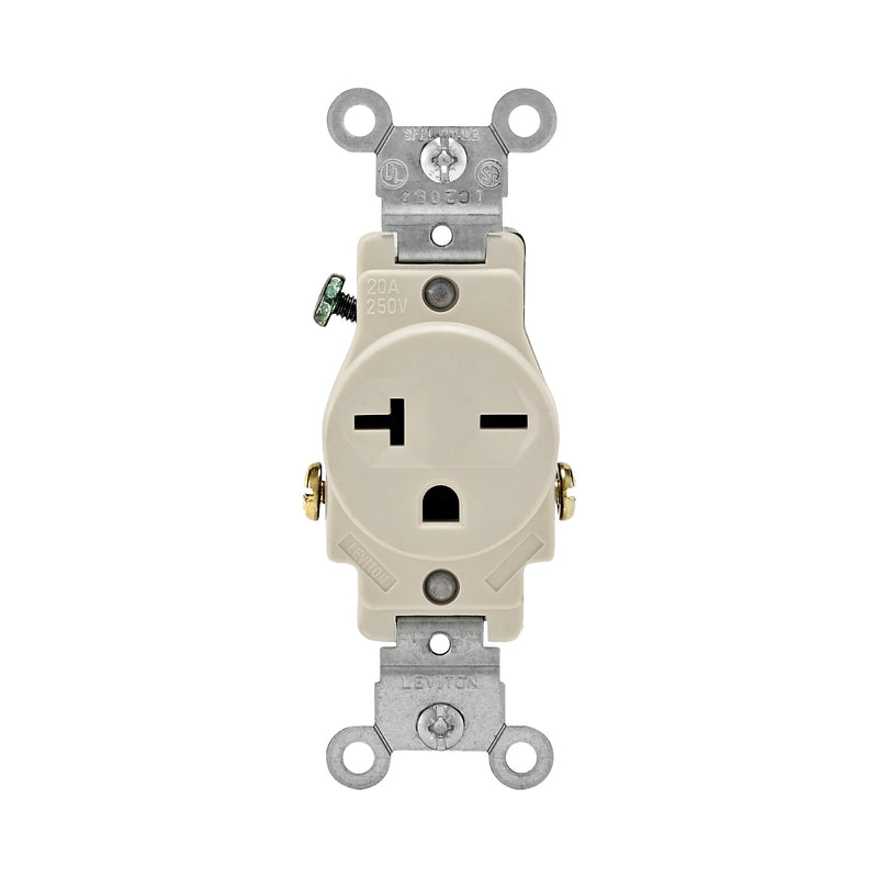 LEVITON - Leviton 20 amps 250 V Single Light Almond Outlet 6-20R 1 pk