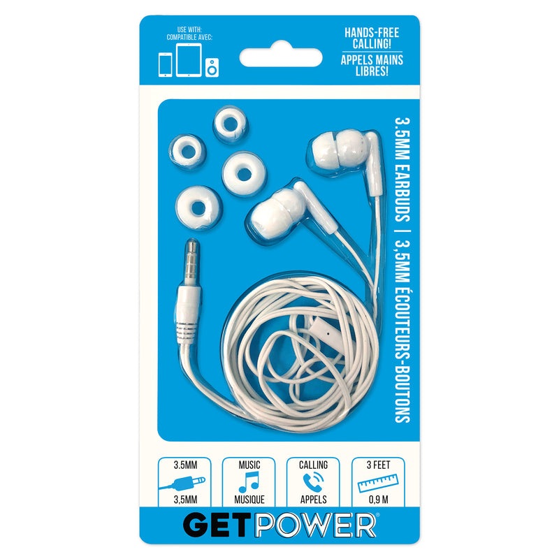 GETPOWER - GetPower Earbud w/Microphone 1 pk