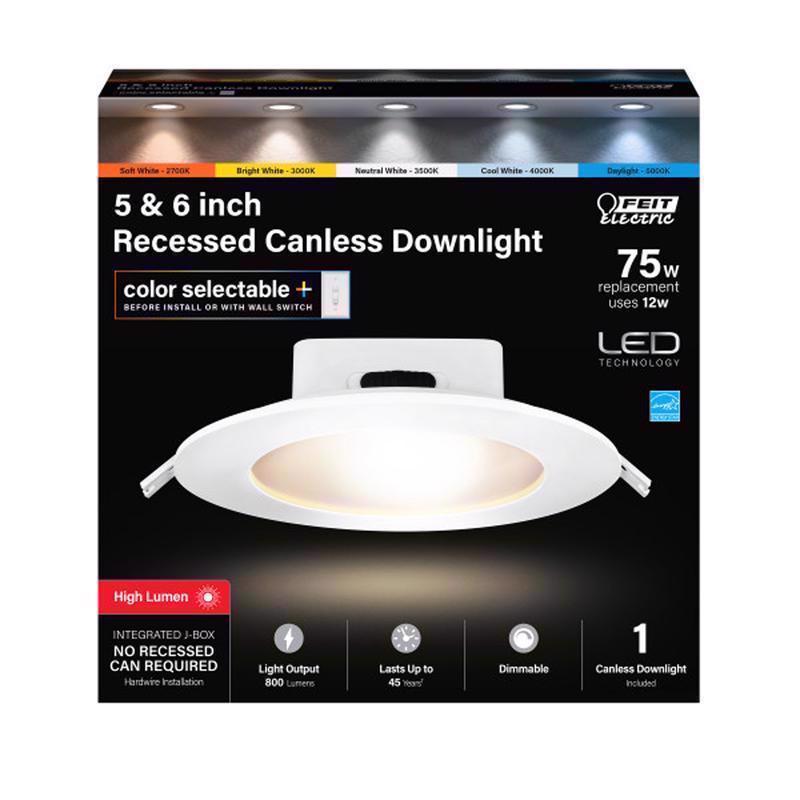 FEIT - Feit Enhance Warm White 7 in. W Aluminum LED Dimmable Recessed J-Box Downlight 12 W