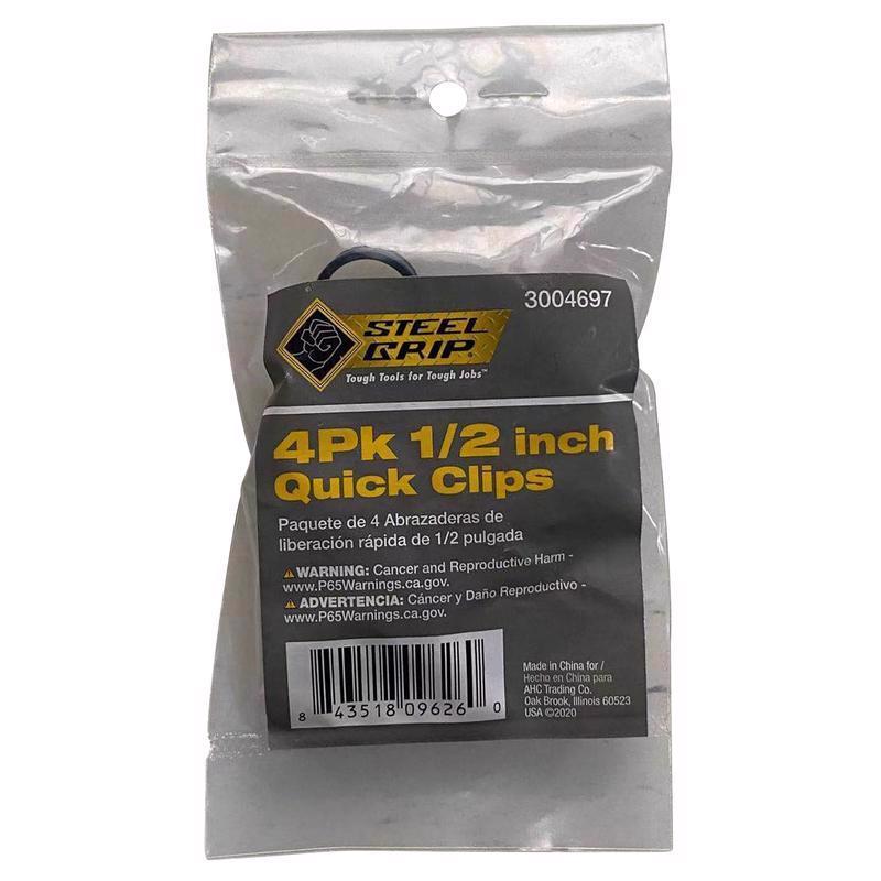 STEEL GRIP - Steel Grip 1/2 in. D X 0.5 in. L Black Polypropylene Quick Clip
