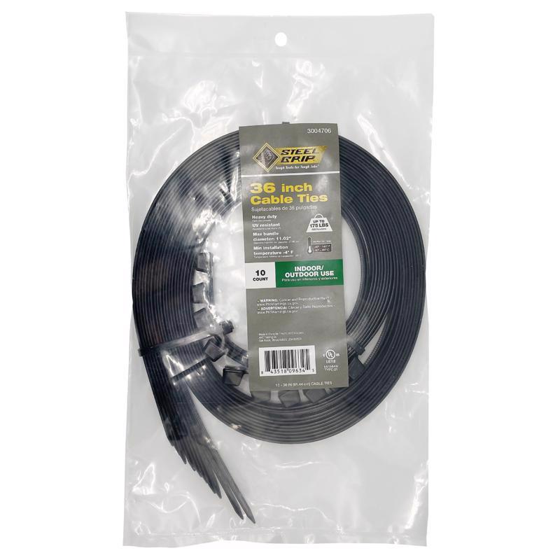 STEEL GRIP - Steel Grip 36 in. L Black Cable Tie 10 pk